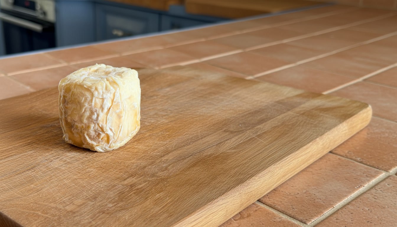 Crottin de Chavignol on a wooden board